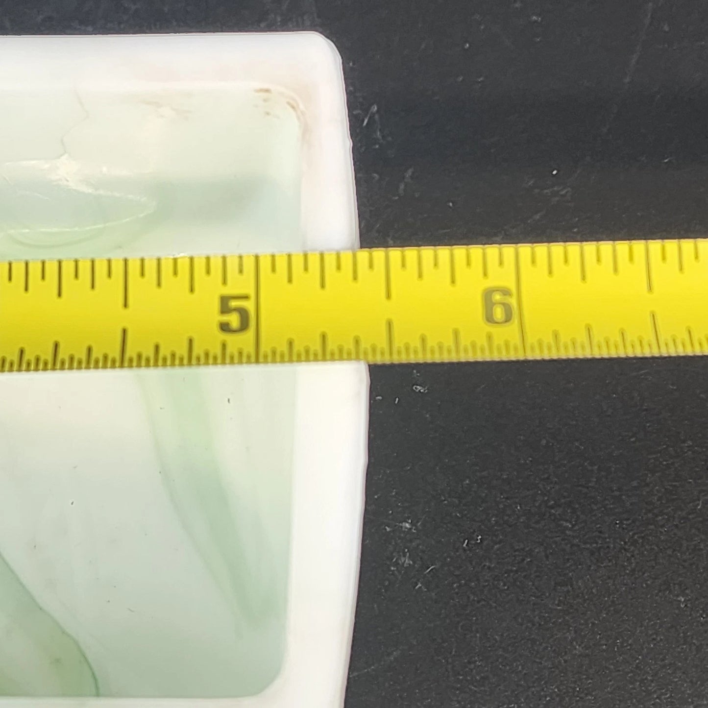 Akro Agate Slag Glass Planter Green White Marble Daffodil Floral Dish 1940's Vtg