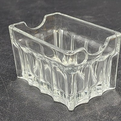 Libbey Sweetener Sugar Packet Holder Ribbed Glass Vintage Clear Caddy 3.5"x2.75"