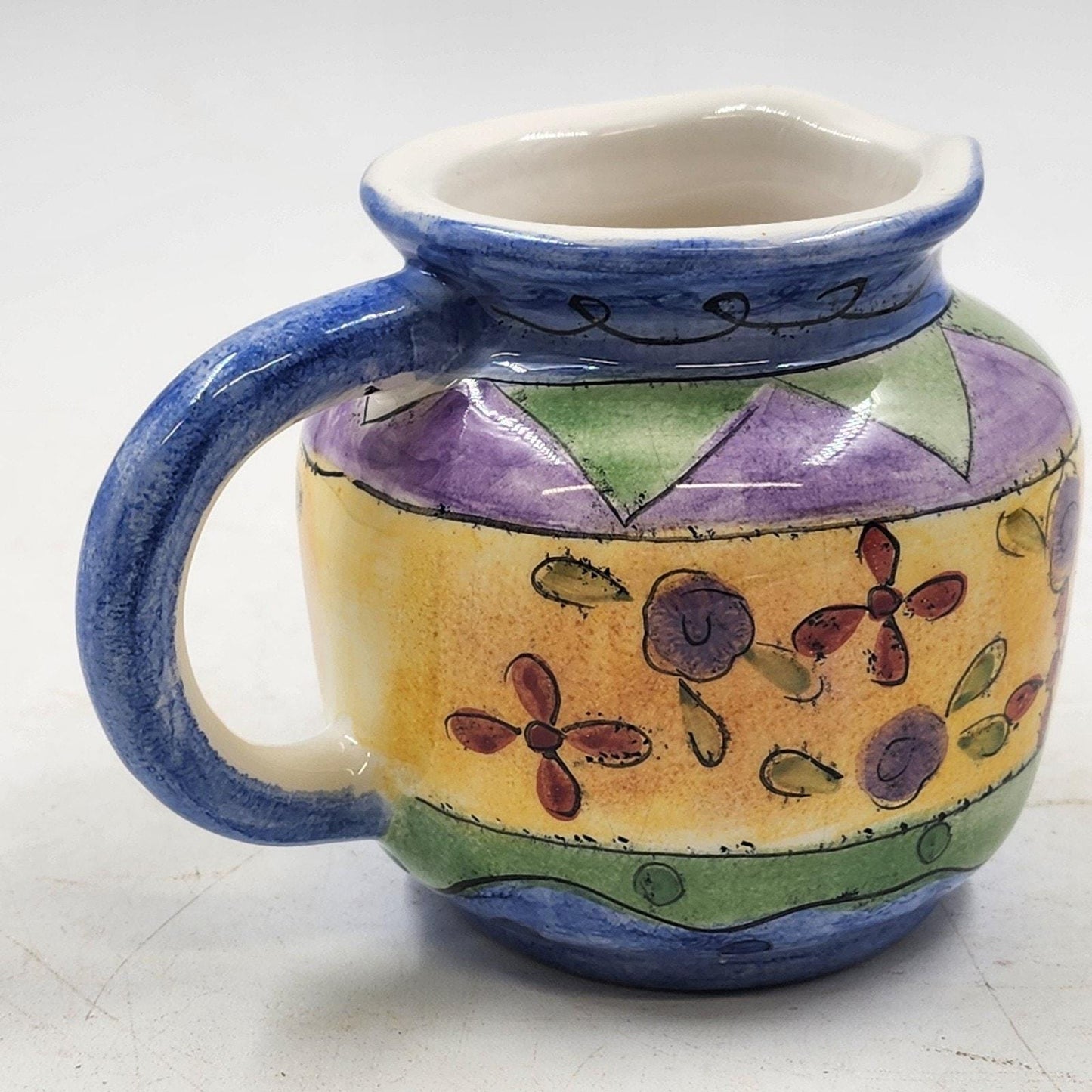 Sango Sweet Shoppe Creamer 14 oz Sue Zipkin Ceramic 4" Bright Colorful Floral