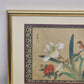 Pair Chinese Silk Paintings Birds Flowers Gold Frame 14x11 Vintage Wall Art