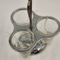 Kromex Condiment Carousel Caddy 3 Glass Ramekins & Spoons Rotating Chrome 11"h