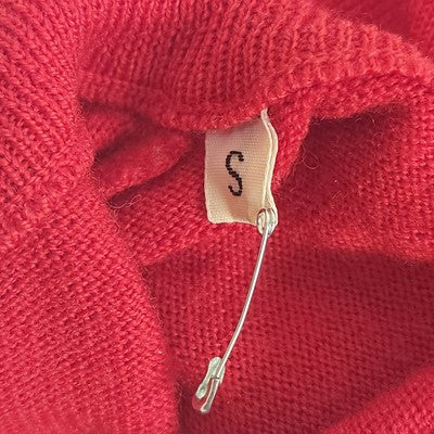 Henri Bendel Red Turtleneck Sweater S 100% Merino Wool Made in Italy Warm Soft