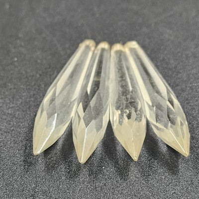 4 Icicle Spear Crystal Glass Antique Chandelier Prisms 3"x0.5" w Wire Connector