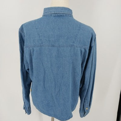 Christopher & Banks Denim Jacket L Noah's Ark Animal Embroidery Long Sleeve