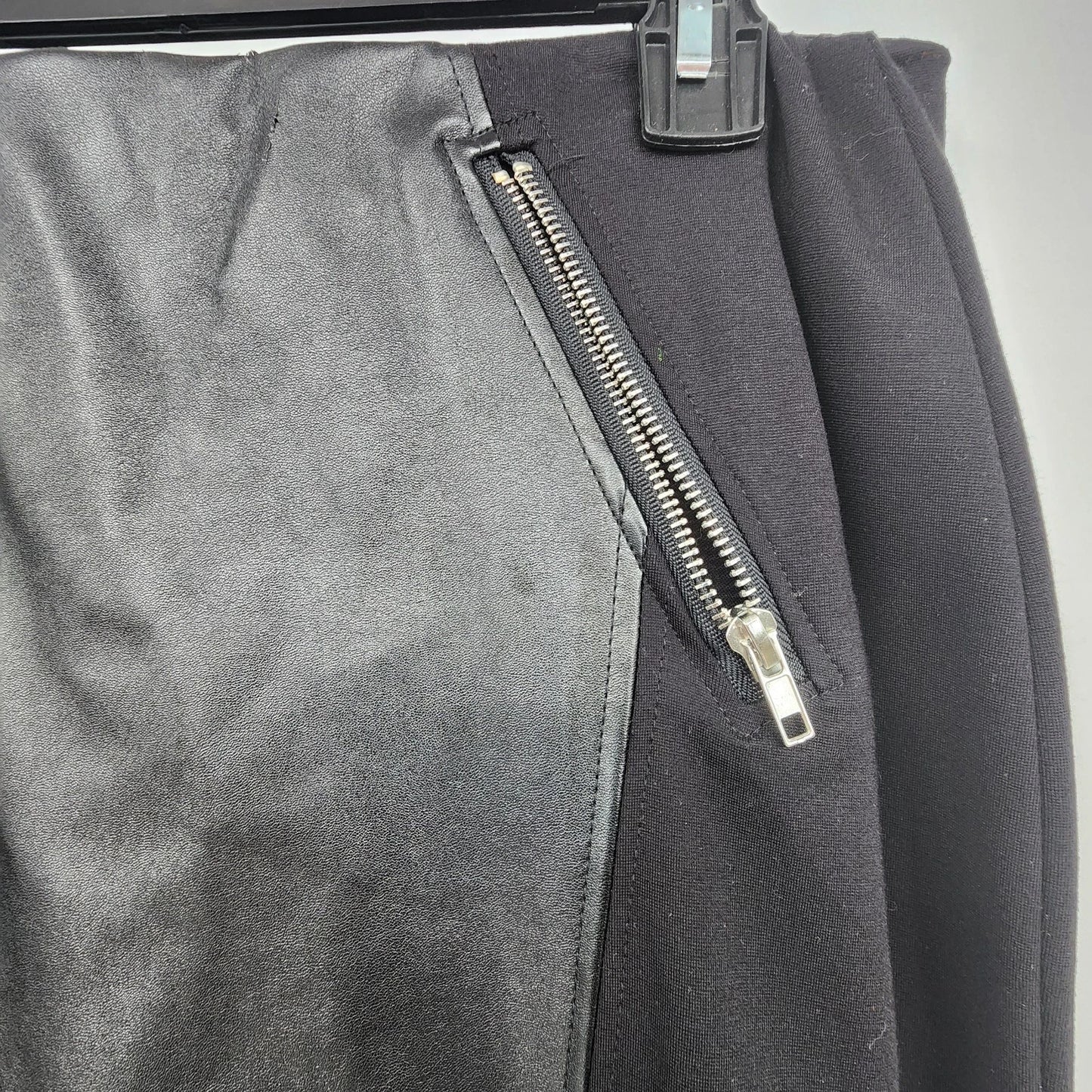 Chelsea Theodore Black Pencil Skirt Women's 10 Faux Leather Panel Zip China