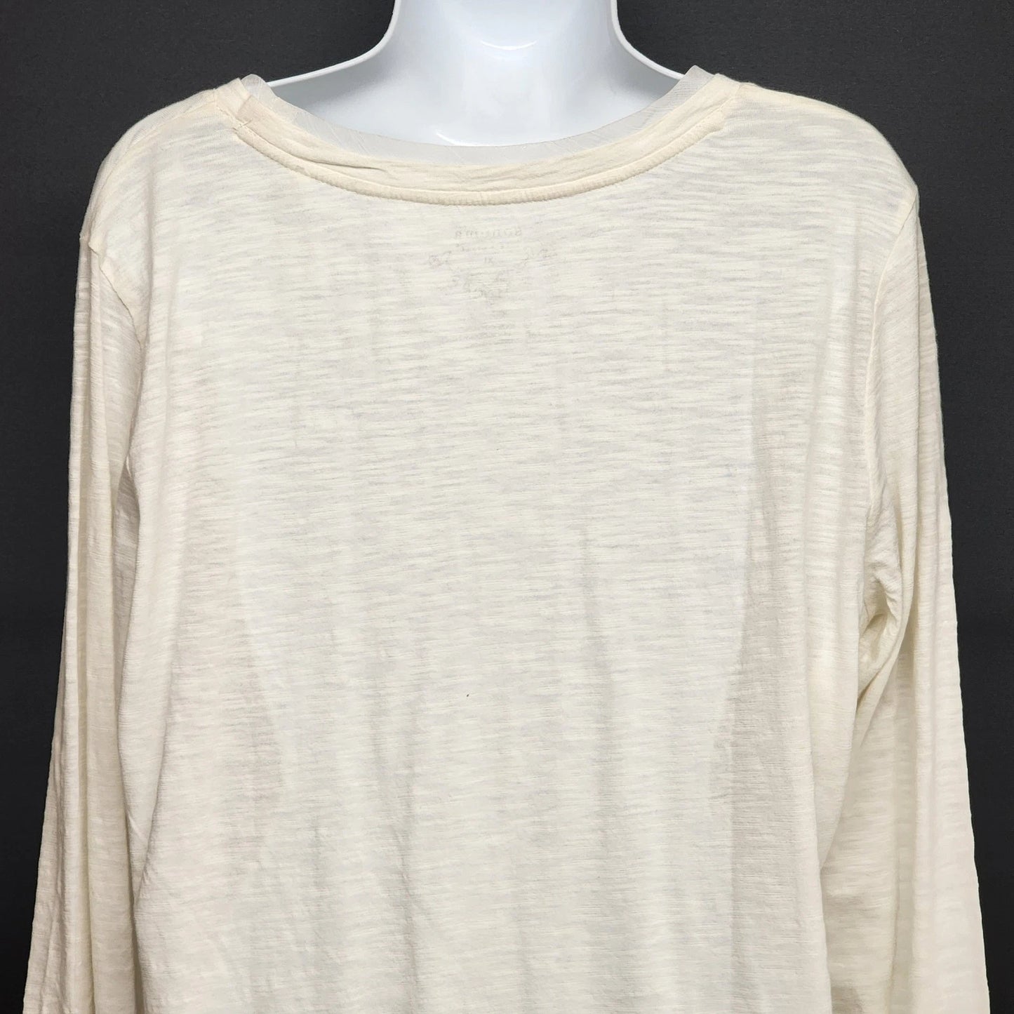 Sonoma Goods For Life XL Cream Long Sleeve Tee Lace Flower Pearl Bead Detail 24"