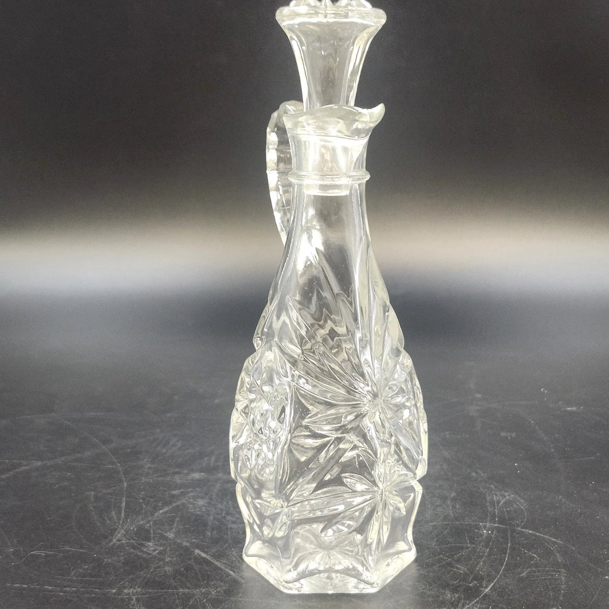 Anchor Hocking Early American PresCut Star of David Glass Cruet Stopper 7.75"x3"