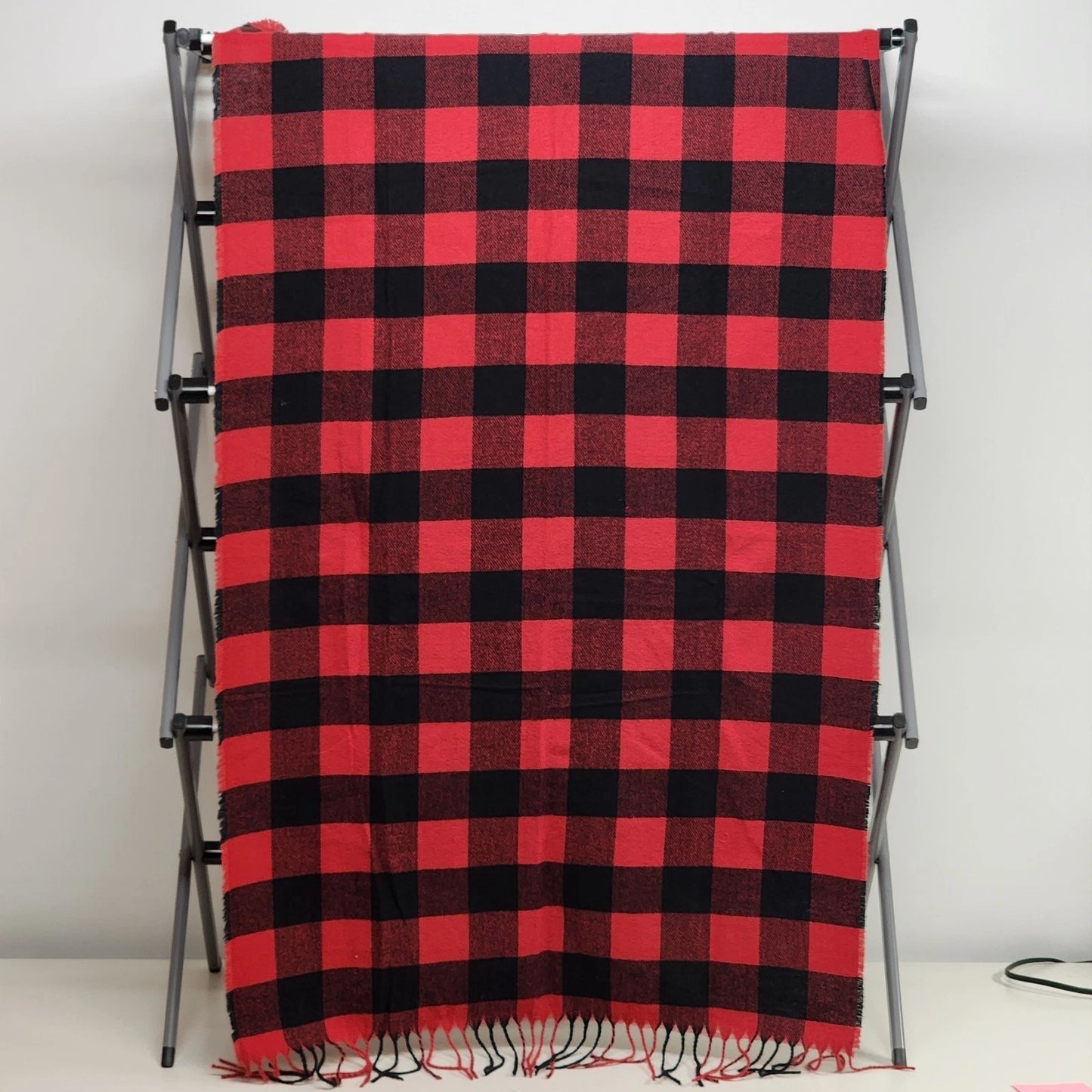 Oversized Tartan Scarf Shawl Red Black Plaid Large Buffalo Check Wrap 78"x27"