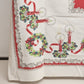 Christmas Holiday Rectangle Tablecloth Wreath Pine Cones Candles Ribbon 62"x48"