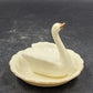 Swan Porcelain Trinket Ornament Dish Ring Holder Cream Gold Accent 4.25" x 3.5"h