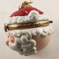 2 Hinged Trinket Box Ornaments Porcelain Santa Head & Reindeer Sleigh Christmas