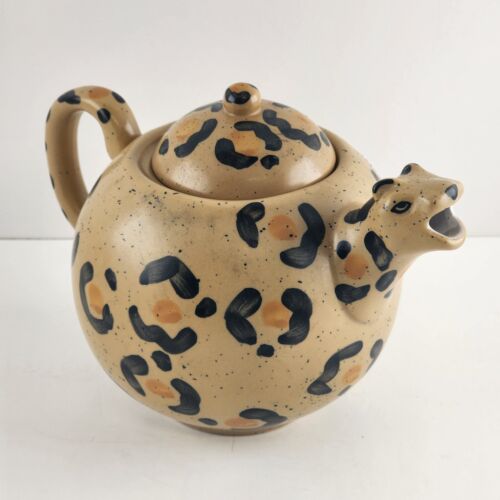 Urban Outfitters Leopard Tea Pot Headed Spout Tail Handle Dishwasher Microwave