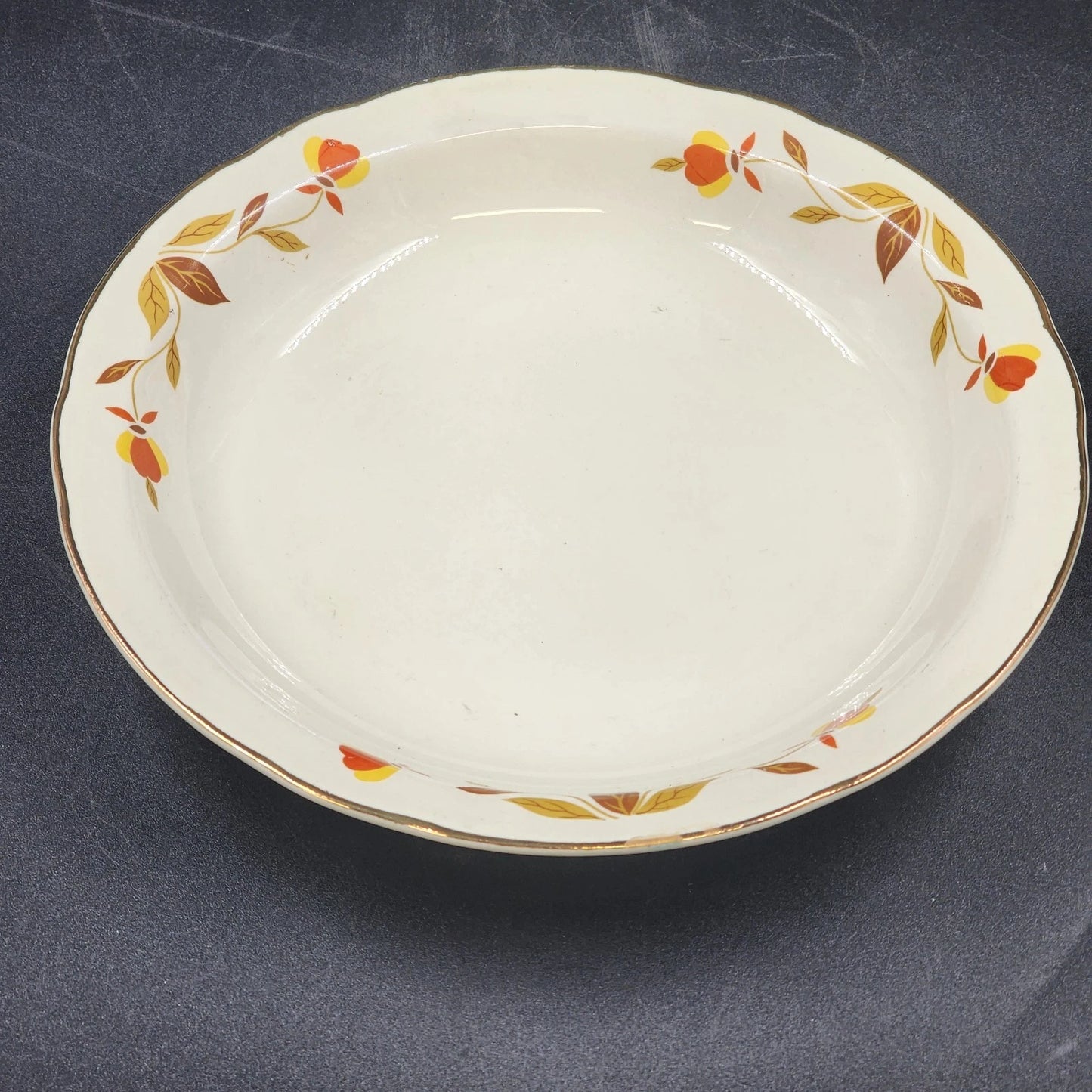 Autumn Leaf Rim Soup Bowl 8.5" Hall's Superior Jewel Tea MCM Dinnerware Vintage