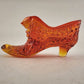 Fenton Hobnail Amber Glass Shoe Cat Head Art Glass Slipper Vintage Boot Amberina