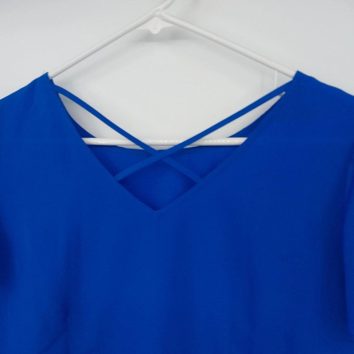 Talbots Petites Blue Chiffon Blouse Flutter Sleeve V Neck Women's MP Polyester