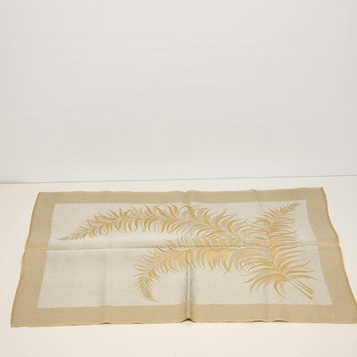 Gold & Beige Damask Brocade Leaf Reversible Table Runner – 24″ × 17″ - Formal Dining
