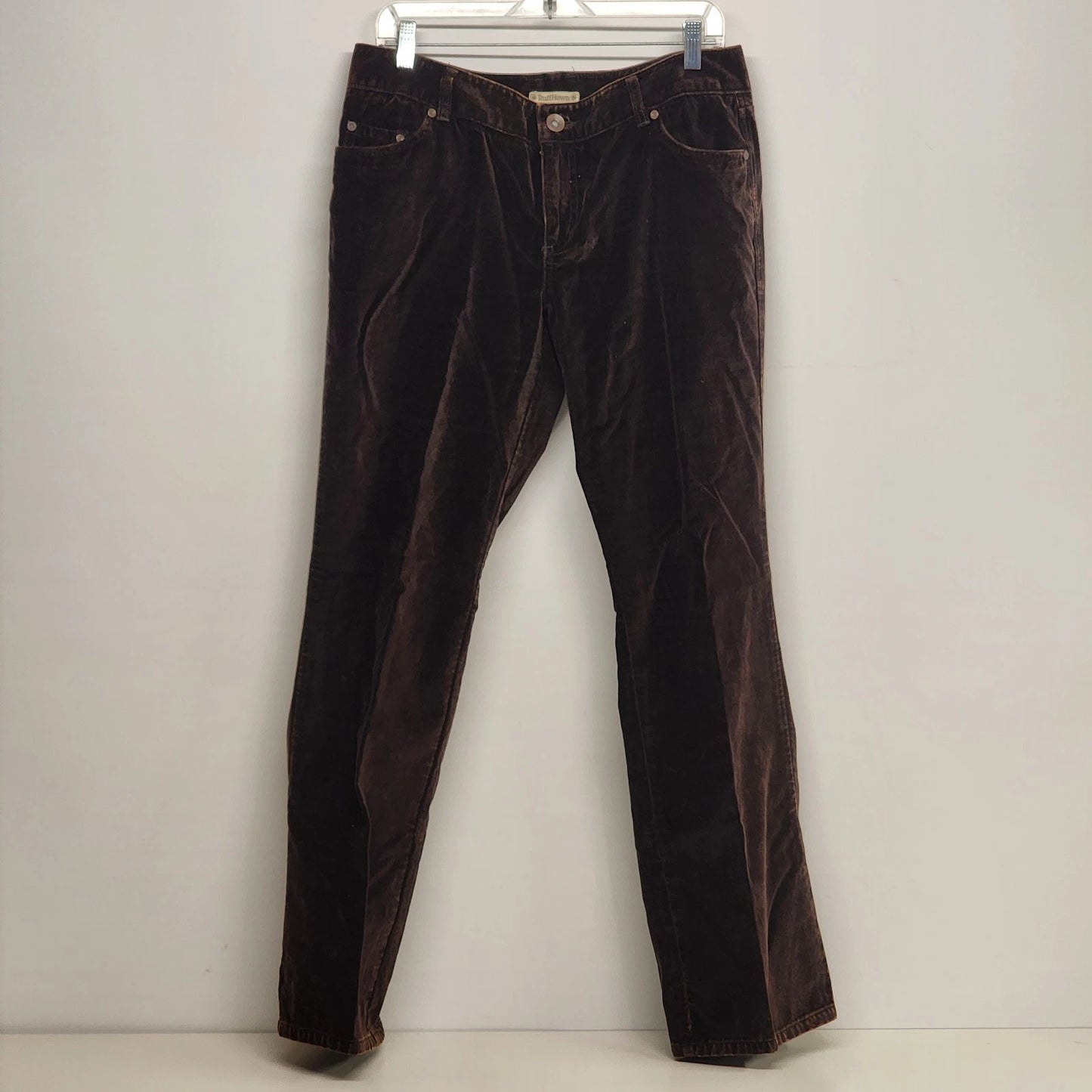 Ruff Hewn Brown Pants Womens Size 10 Cotton Faux Suede Feel Straight Leg Classic