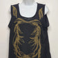 Solution Black Tank Top Large Gold Beaded Cotton Polyester Embellished Glam Vtg