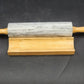 Gray Swirl Marble Rolling Pin 10" Long with Wood Handles 18" and Wood Cradle