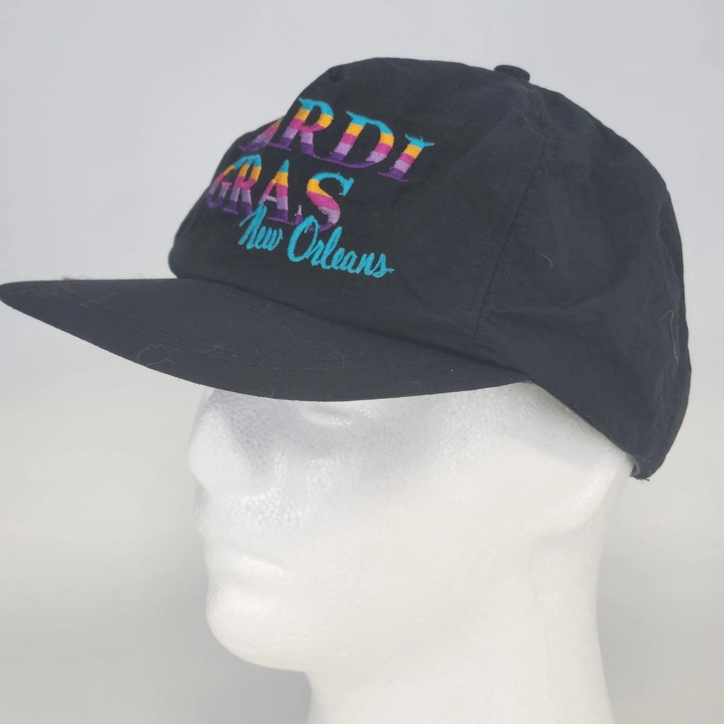 Sun Products Mardi Gras Snapback Hat 1980s Black Nylon