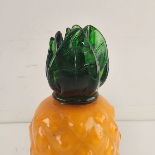 Art Glass Orange Pineapple Green Stem Hand Crafted Decorative Vegetable 6" T