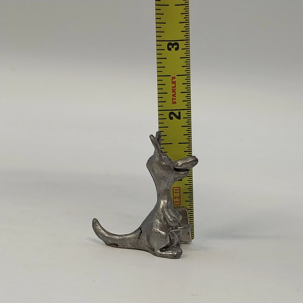 3Pcs Whimsical Pewter Giraffe Kangaroo Monkey Miniature Figurines Animal Vintage