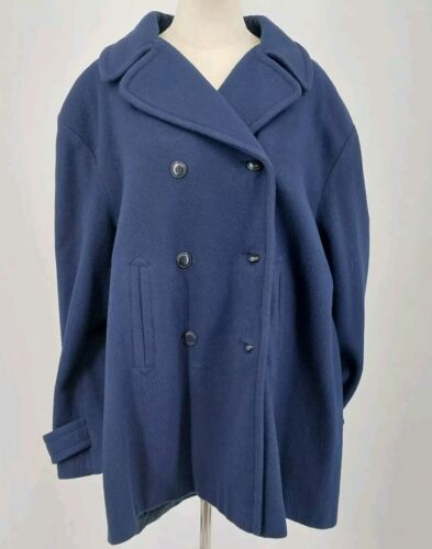 Eddie Bauer Womens Navy Blue Double Breasted Pea Coat Winter Coat Size XXL