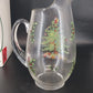 Spode Christmas Tree Santa Holly Clear Glass Ice Lip Pitcher 2½ Qt 10½" Vintage