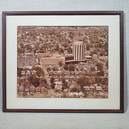 Vintage Aerial Photographic Print St Anthony Hospital Columbus Ohio Framed 1960s