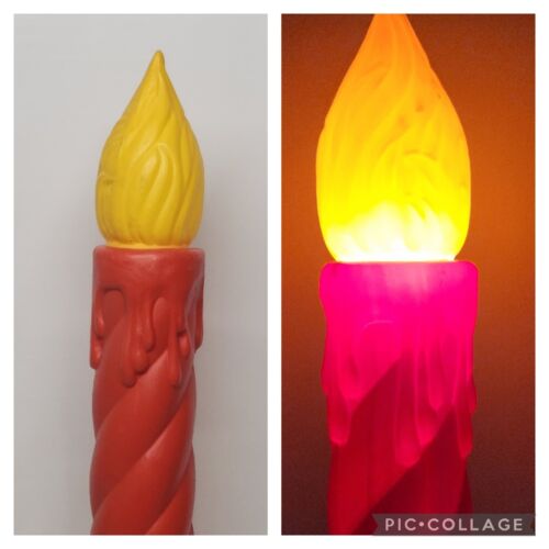 Blow Mold Vintage Red w/ Yellow Flames Pole Candle Product Union Molded 35" Tall