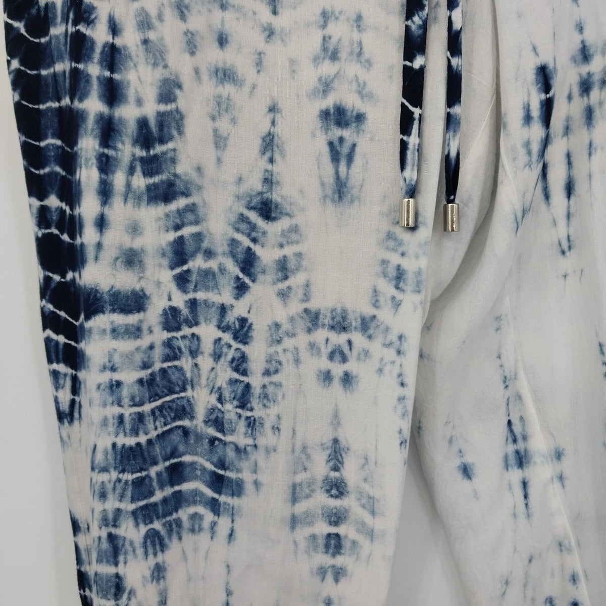 Khakis & Company Women's Blue White Tie-Dye Harem Balloon Boho Pants Medium