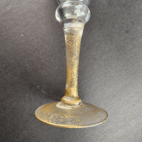 Clear Goblet Candle Holder 12 Inch Gold Stem Ribbed Glass