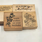 5 Rubber Stamps Warm Wishes Holidays Theme Various Brands Natural Wood