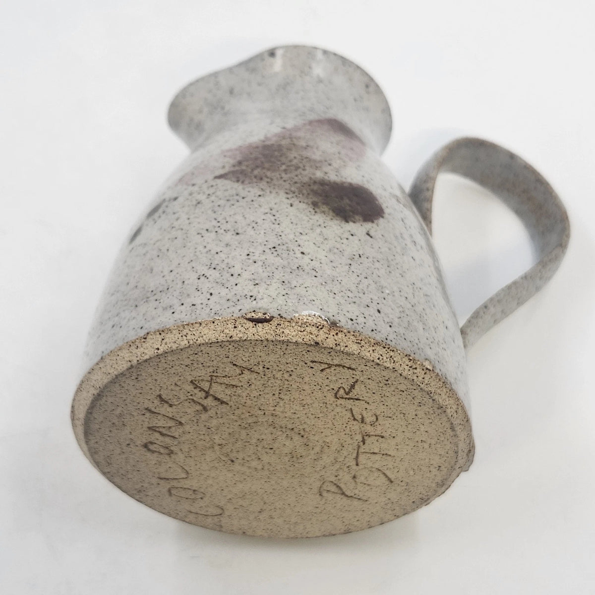 Colonsay Pottery Pitcher Speckled Glaze Stoneware 4.5" Flared Rim Curved Handle