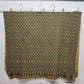 Golden Teal Throw Blanket Table Cloth Vintage Fringe Heavy Fringe 72" x 44"