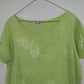 M Mac Shift Dress Lime Green Palm Leaf Floral Print Medium Short Sleeve