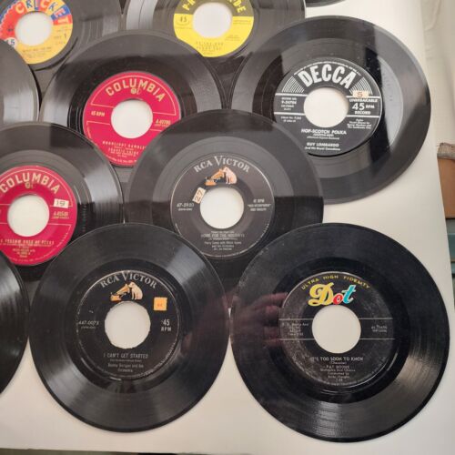 25 Rock & Roll Pop and Country Hits 1950's 45 RPM 7" Vinyl Records No Sleeves