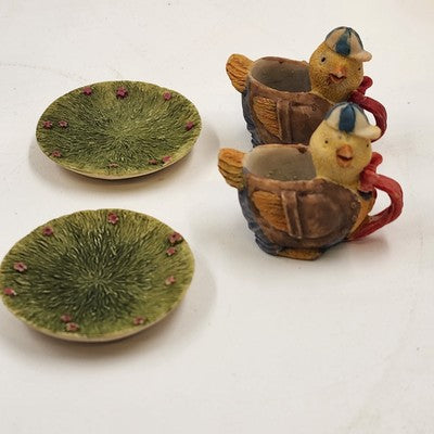 Popular Imports 8pc Mini Tea Set Chicken Roaster Polystone Resin Decorative 1995