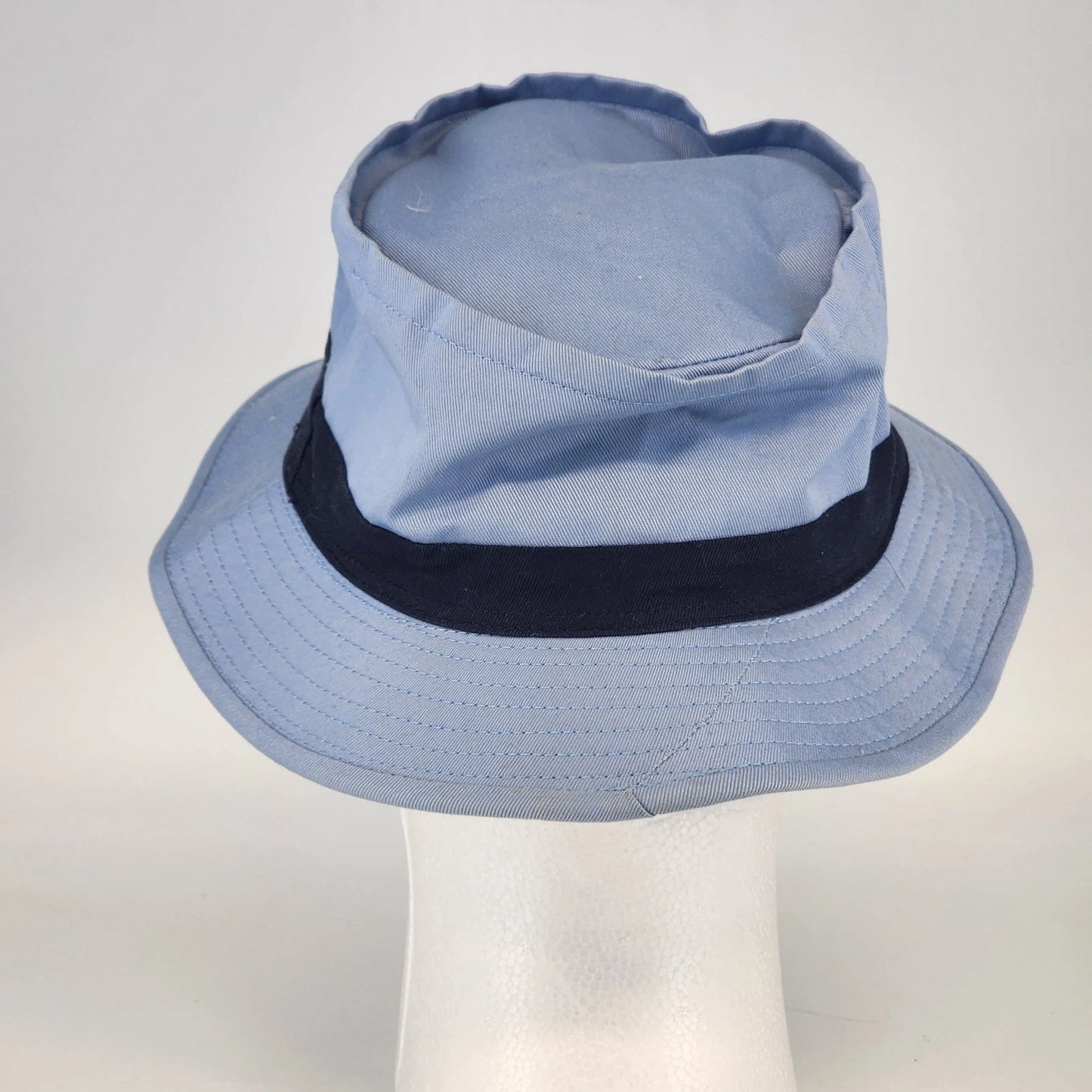 The Cap 2-Tone Cotton Twill Bucket Hat Light Blue Navy Hat Band S-M Summer Cap