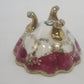 O&EG Royal Austria Porcelain Footed Bowl 3.75" Pink Gold Floral Scalloped Ribbed