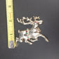 Reindeer Brooch Gold Tone Red Green Rhinestone Christmas Pin 2.5"x2" Vtg Holiday