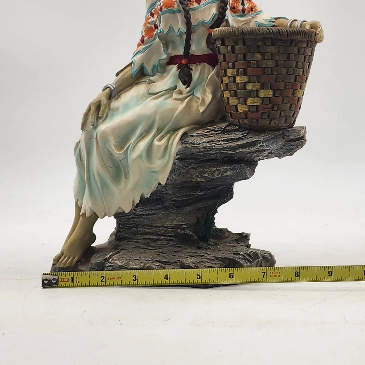 Universal Statuary Native American Indian Maiden Figurine Basket Resin 13" Vtg