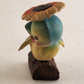 Inarco Bird on Log Figurine Japan Blue Yellow Porcelain Flower Hat 4¼" # E-1677