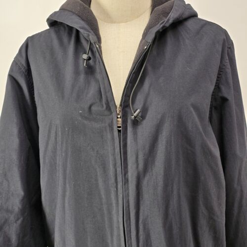 Eddie Bauer Polartec Jacket Size Women Black XXL Pockets Hood Draw String Zipper