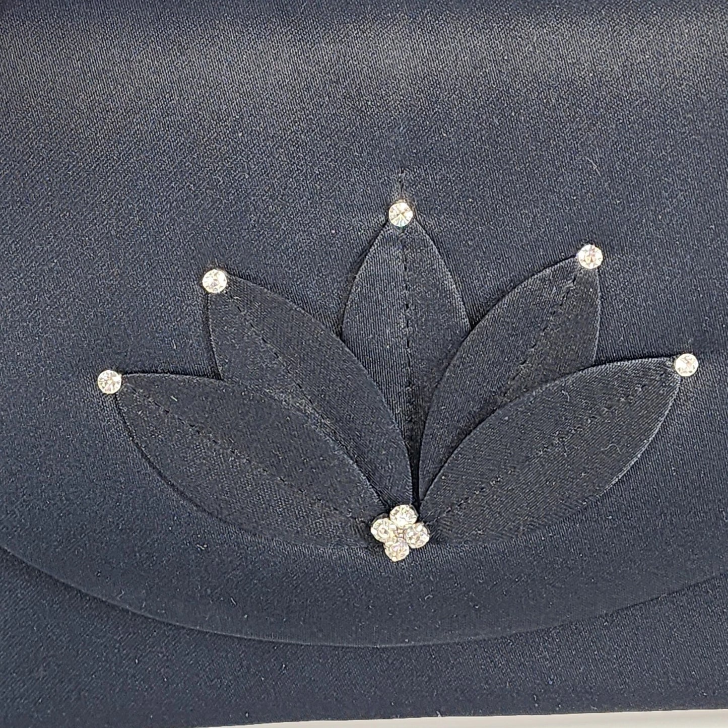 Nina Ricci Paris Black Evening Bag Rhinestone Flower Braided Strap Purse Unused