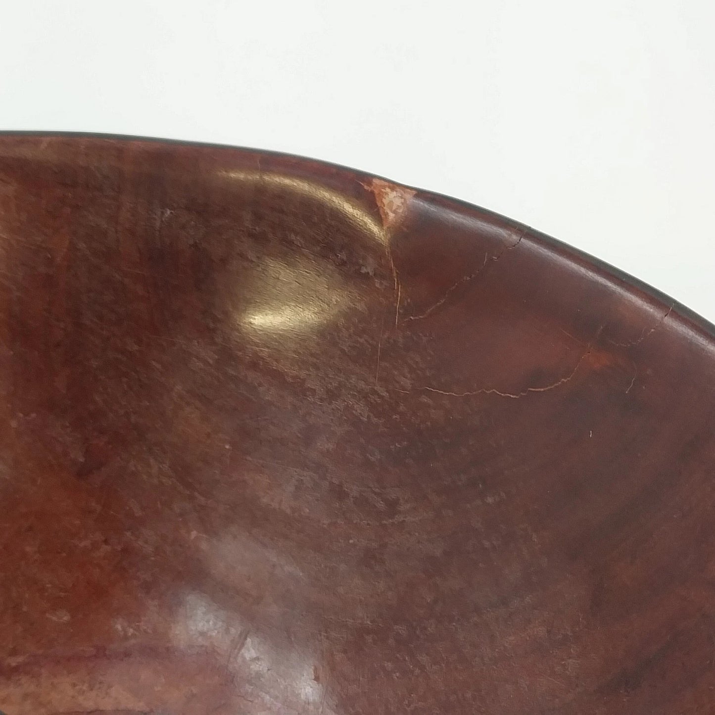 Zimbabwe Hand Carved Olive Wood Bowl 7" African Batik Animal Print Varnished Vtg