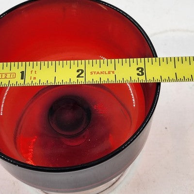 4 Ruby Red & Clear Sundae Glasses Luminarc France Champagne Cocktail Dessert Vtg