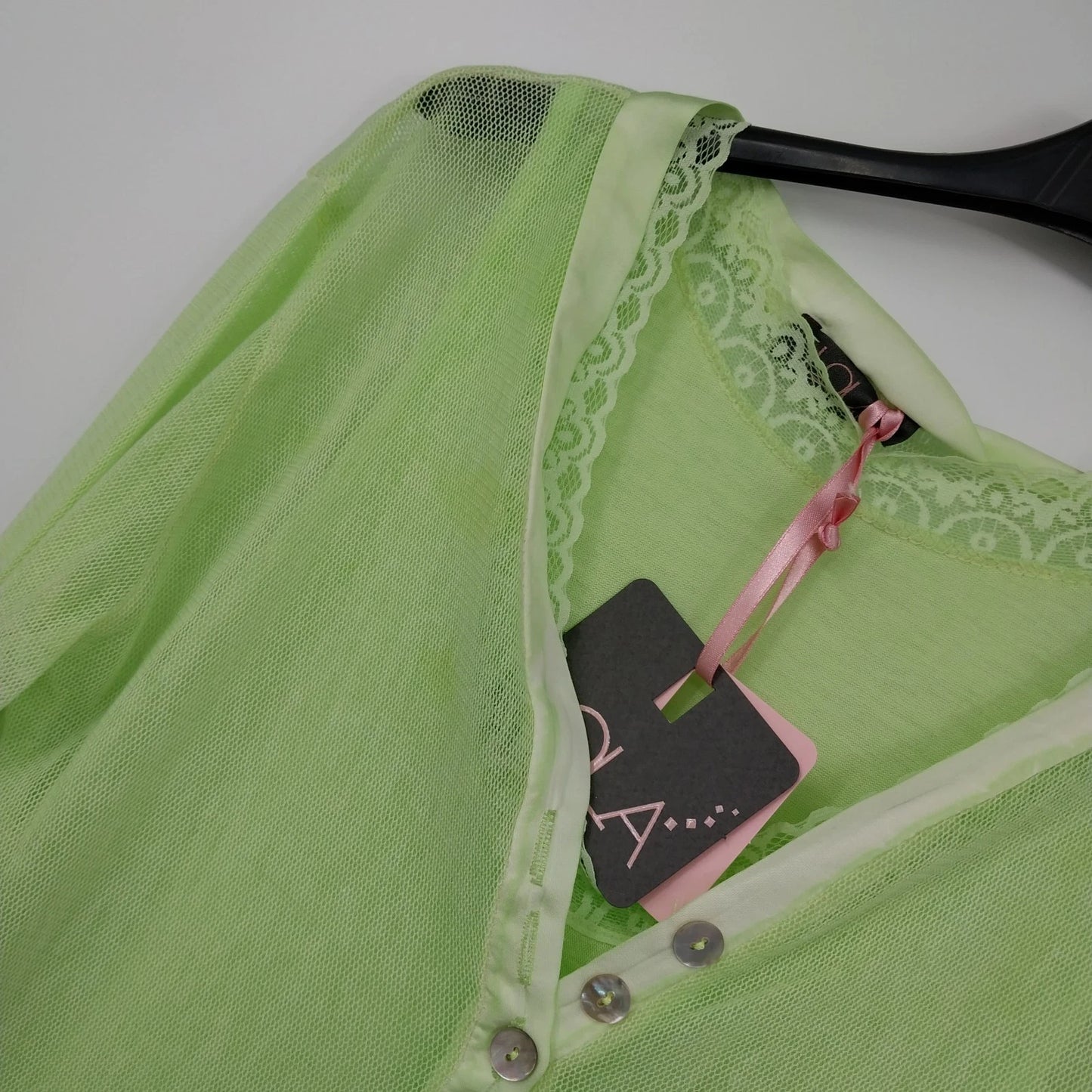 LOLA Italia Green Mesh Dress Sheer Top Womens Boho Outfit Set