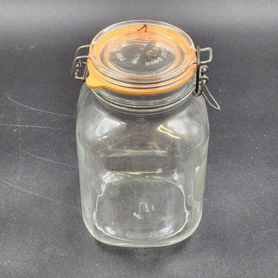 Bocal Le Parfait Wire Bail Canning Jar Super Glass Canister 1 Liter 8.5" Vintage
