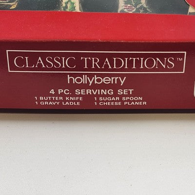 Classic Traditions Goldtone Hollyberry 4pc Serving Set w/ Box